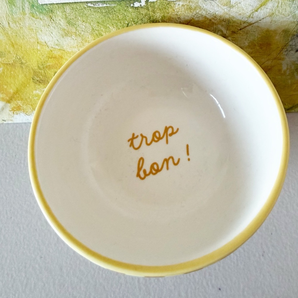 NWT Anthropologie Ice Cream Bowl Cafe Violette Handpainted Stoneware Yellow - Picture 8 of 8